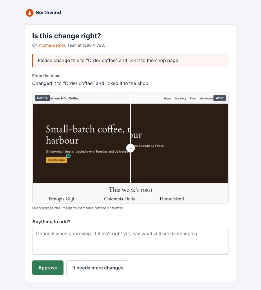 The sign-off page with Northwind's logo.